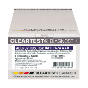 CLEARTEST® RSV, Influenza A + B und Adenovirus Kombitest